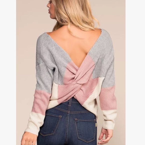 πHappy Forever Pink Grey Cross Cozy Sweater - Picture 3 of 5